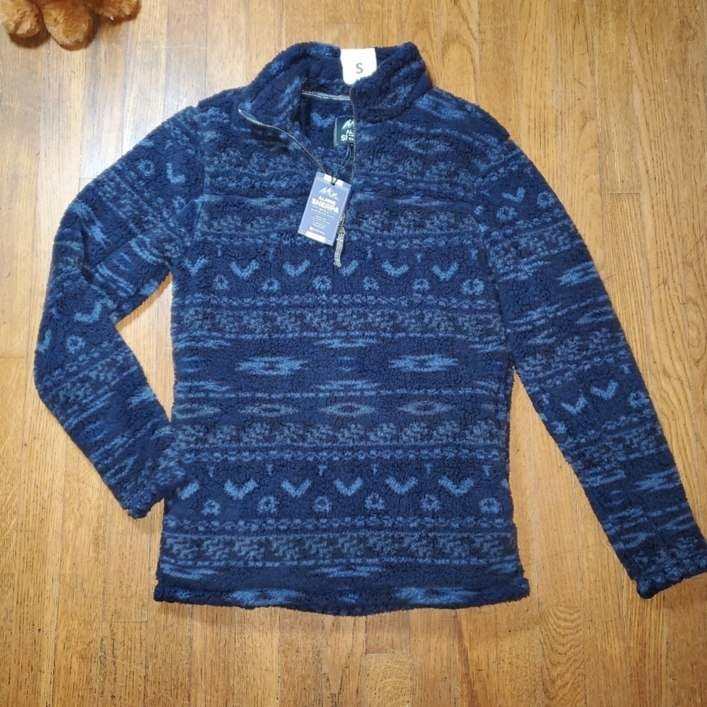 Cozy Men's Alpine Sherpa Sweater in Deep Blue